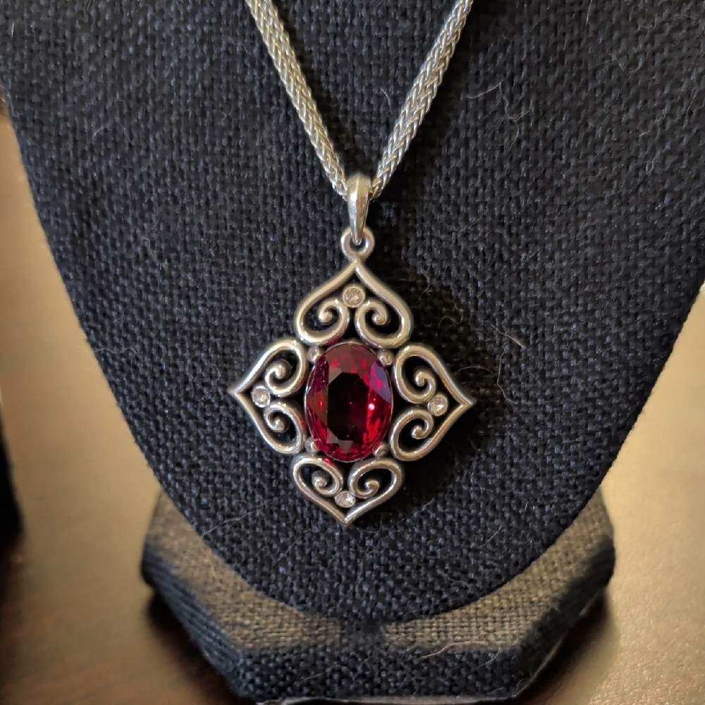 Brighton Silver Necklace Set with Deep Red Accents - Picture 2 of 8